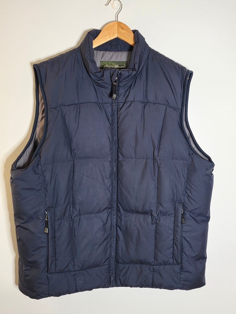 Eddie Bauer Premium Goose Down Navy Quilted Vest Size XL men's